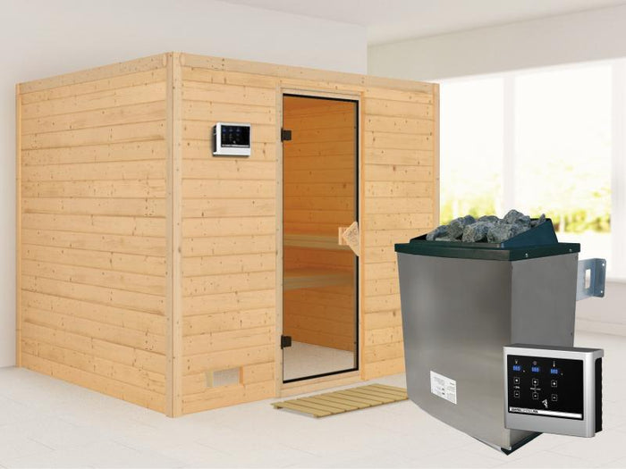 Sonara - Karibu Sauna inkl. 9-kW-Ofen - ohne Dachkranz -