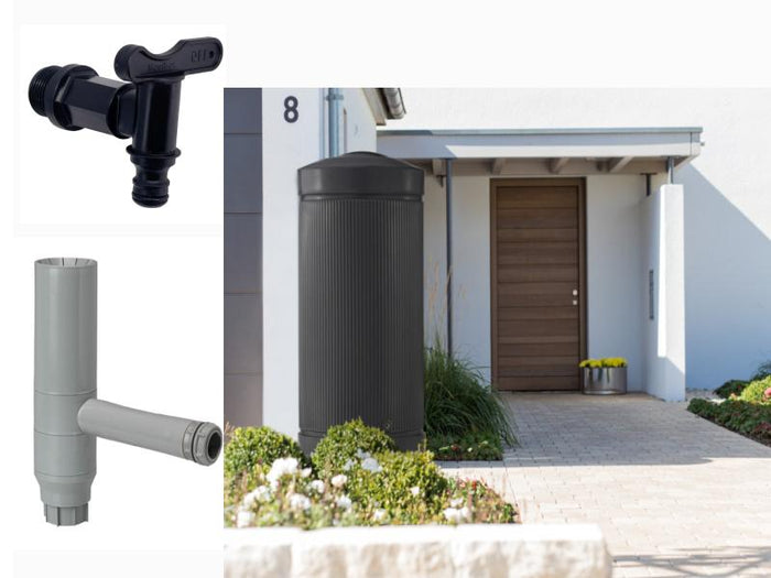 Speidel Regensäule 2000 Liter, anthrazit inkl. Regensammler und Kunststoffauslauf