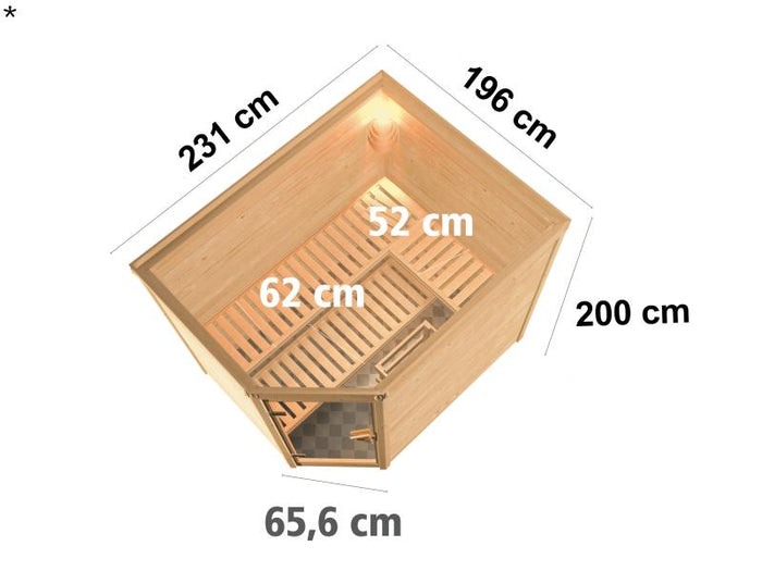 Tanami - Karibu Sauna inkl. 9-kW-Bioofen - ohne Dachkranz -