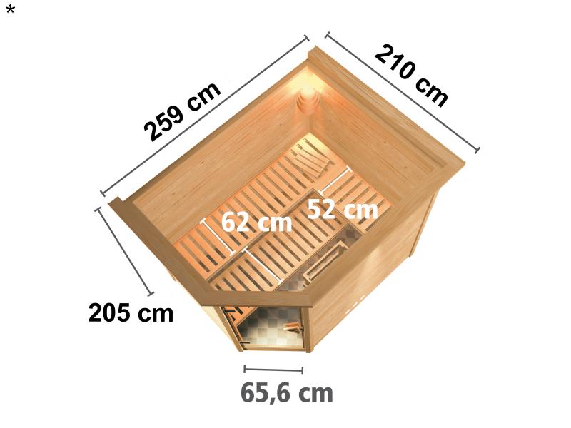 Tanami - Karibu Sauna ohne Ofen - mit Dachkranz -