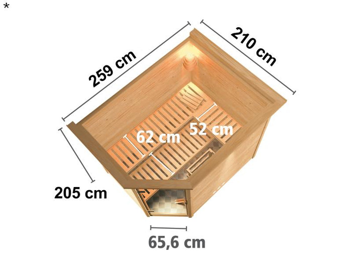 Tanami - Karibu Sauna ohne Ofen - mit Dachkranz -