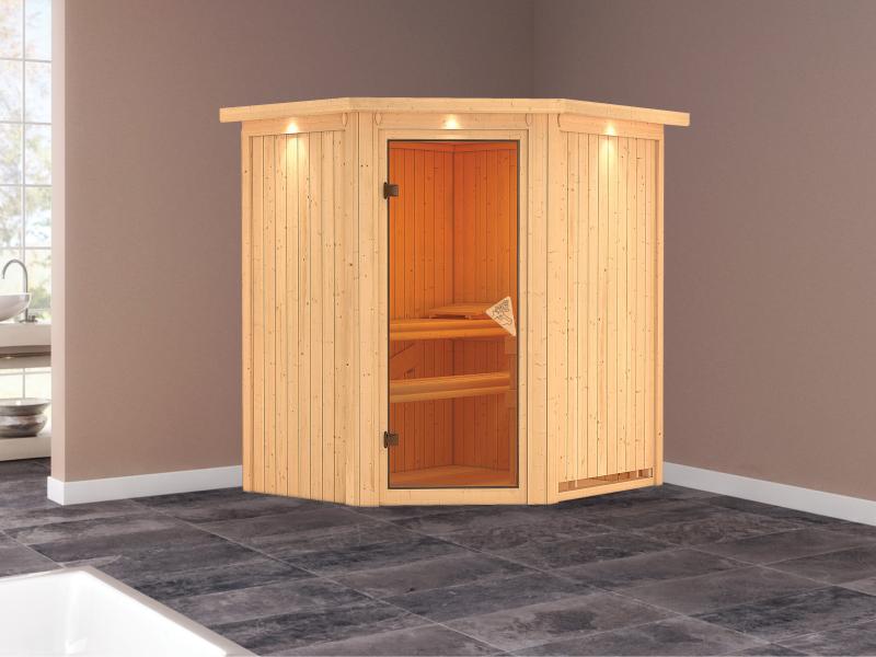 Taurin - Karibu Sauna ohne Ofen - mit Dachkranz -