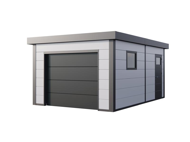 Telluria Metall-Garage Classico 3654, Weiß, inkl. Garagentor und Fenster