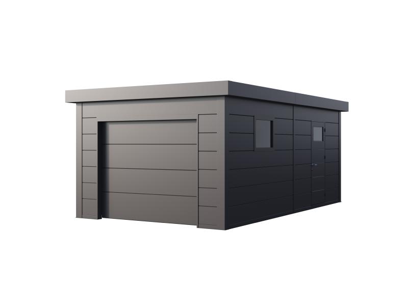 Telluria Metall-Garage Classico 3663, Granitgrau, inkl. Garagentor und Fenster
