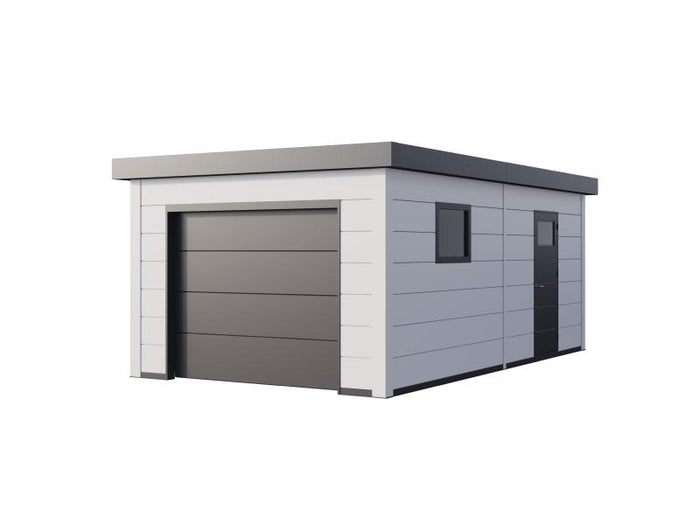 Telluria Metall-Garage Classico 3663, Komplett Weiß, inkl. Garagentor und Fenster