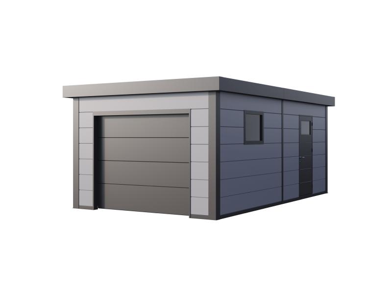 Telluria Metall-Garage Classico 3663, Lichtgrau, inkl. Garagentor und Fenster