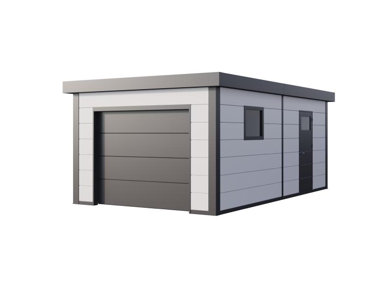 Telluria Metall-Garage Classico 3663, Weiß, inkl. Garagentor und Fenster