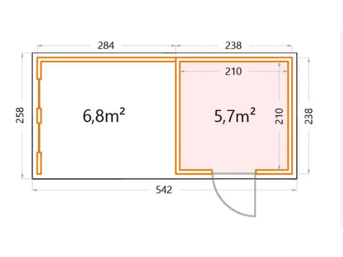 Telluria Metall-Gerätehaus Classico 2424 Komplett Weiß mit Lounge links, inkl. 2 Fenster