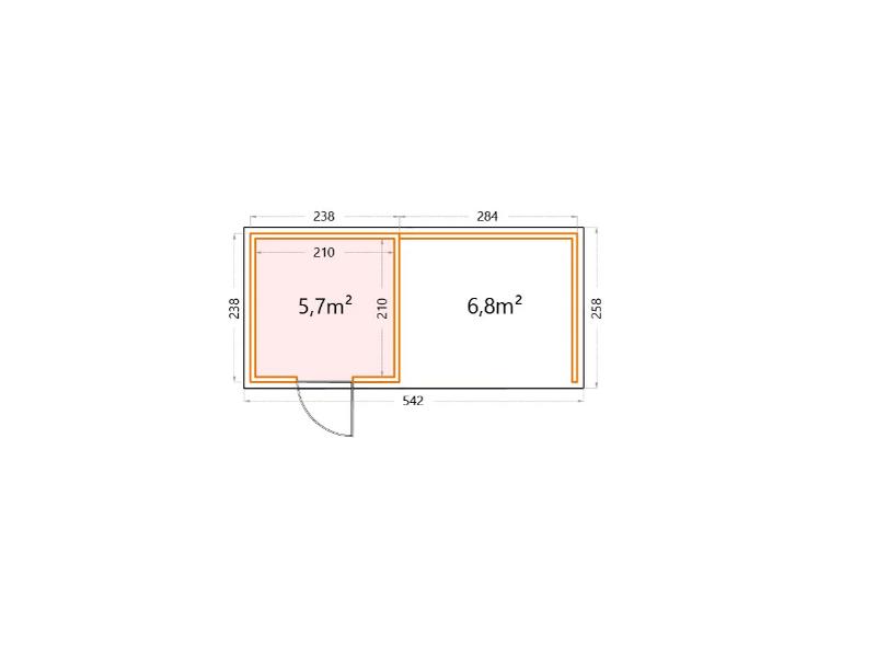 Telluria Metall-Gerätehaus Classico 2424 Komplett Weiß mit Lounge rechts