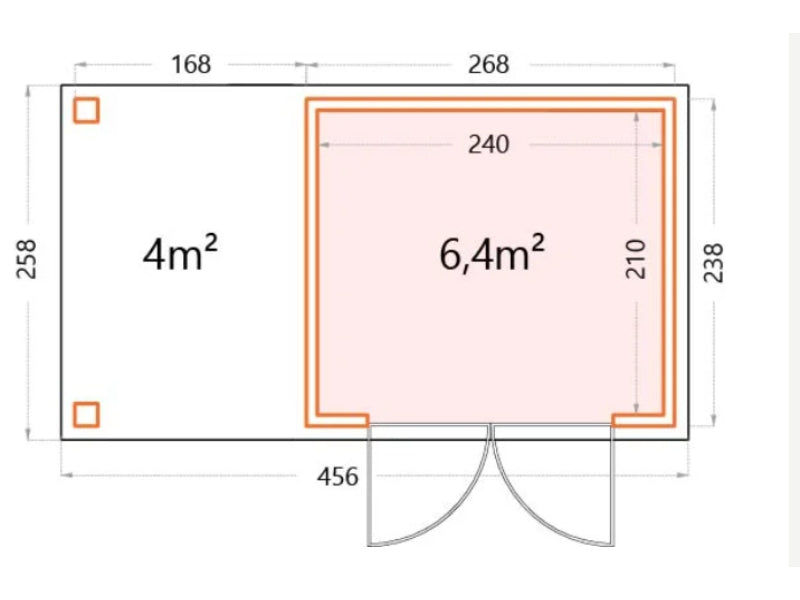 Telluria Metall-Gerätehaus Classico 2424 Weiß mit kleinem Seitendach links