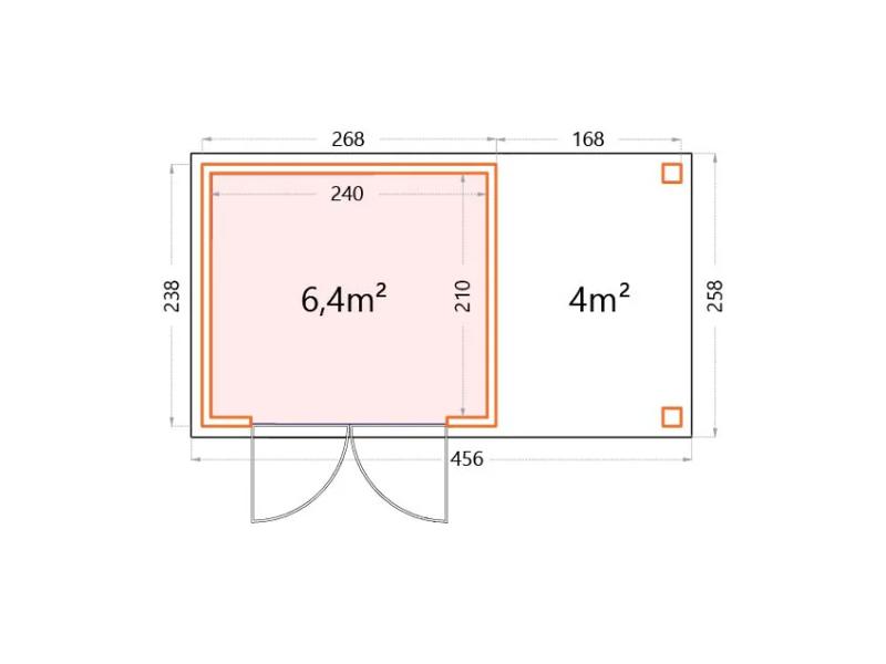 Telluria Metall-Gerätehaus Classico 2724 Granitgrau mit kleinem Seitendach rechts