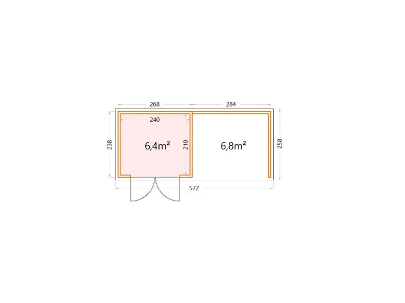 Telluria Metall-Gerätehaus Classico 2724 Granitgrau mit Lounge rechts