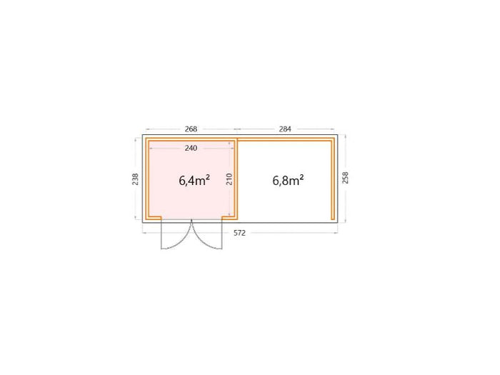 Telluria Metall-Gerätehaus Classico 2724 komplett Weiß mit Lounge rechts