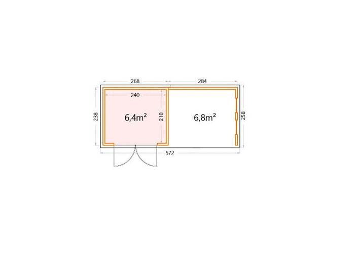 Telluria Metall-Gerätehaus Classico 2724 komplett Weiß mit Lounge rechts, inkl. 2 Fenster