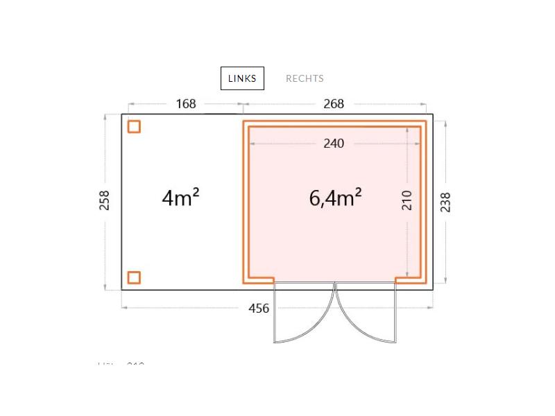 Telluria Metall-Gerätehaus Classico 2724 Lichtgrau mit kleinem Seitendach links