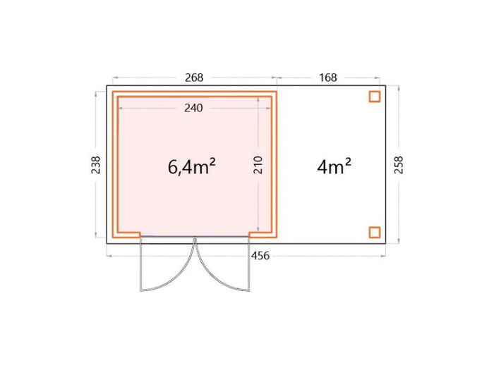 Telluria Metall-Gerätehaus Classico 2724 Weiß mit kleinem Seitendach rechts