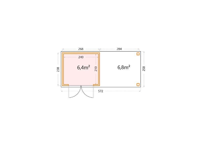 Telluria Metall-Gerätehaus Classico 2724 Weiß mit großem Seitendach rechts