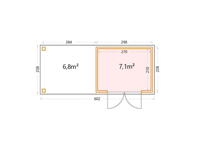 Telluria Metall-Gerätehaus Classico 3024 Granitgrau mit großem Seitendach links