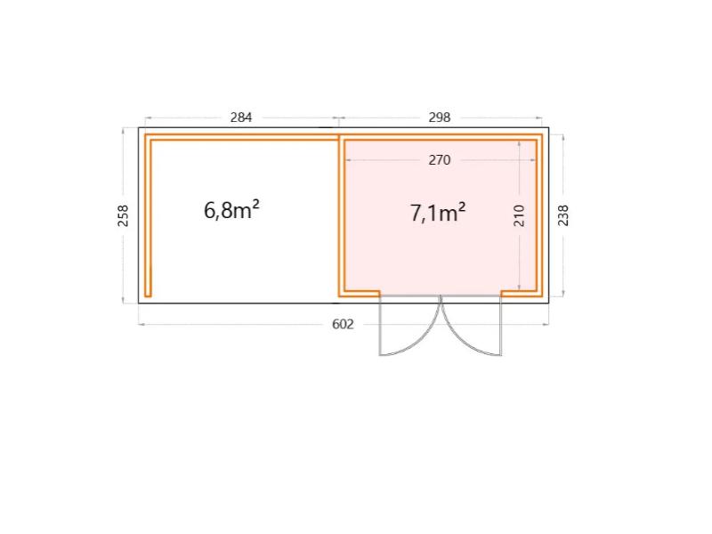Telluria Metall-Gerätehaus Classico 3024 Komplett Weiß mit Lounge links