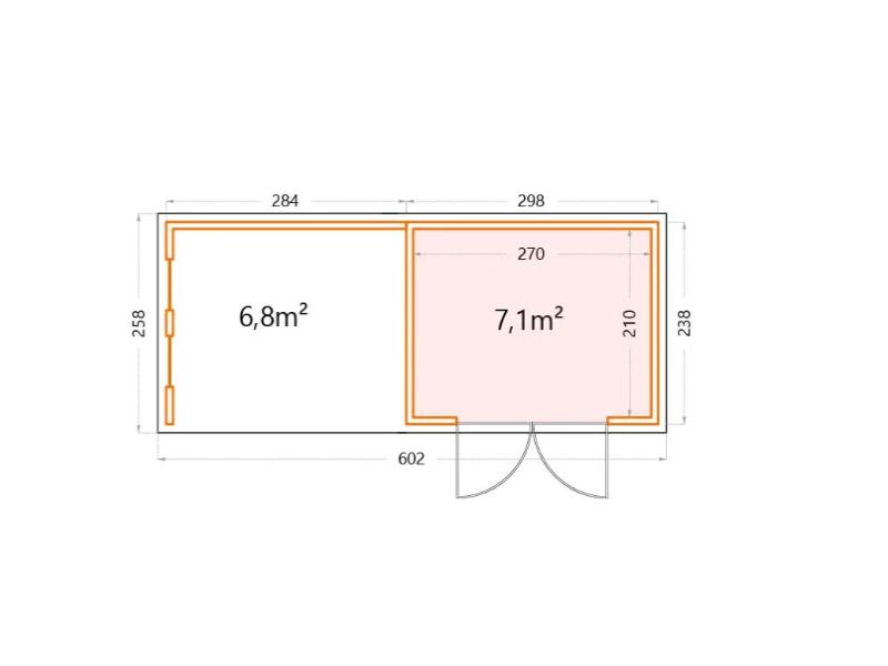 Telluria Metall-Gerätehaus Classico 3024 Komplett Weiß mit Lounge links, inkl. 2 Fenster