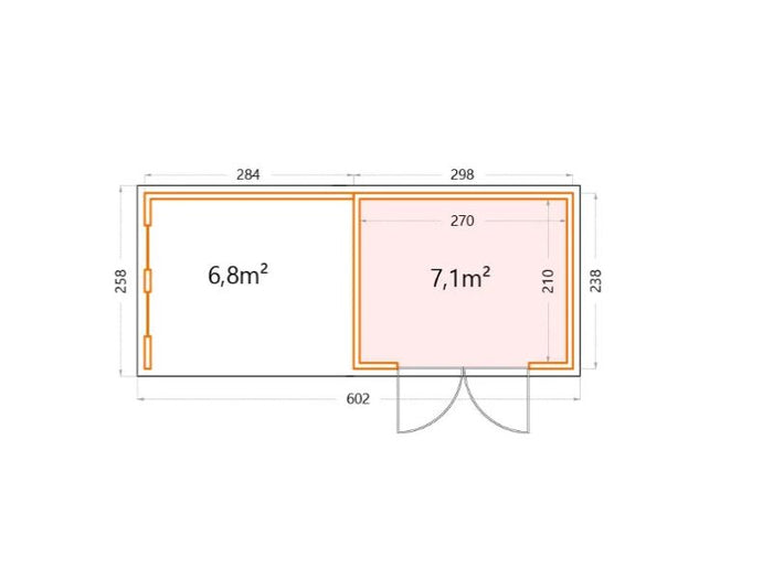 Telluria Metall-Gerätehaus Classico 3024 Komplett Weiß mit Lounge links, inkl. 2 Fenster