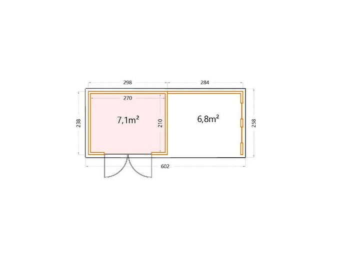 Telluria Metall-Gerätehaus Classico 3024 Komplett Weiß mit Lounge rechts, inkl. 2 Fenster