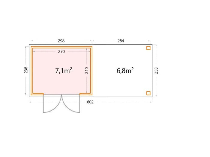 Telluria Metall-Gerätehaus Classico 3024 Lichtgrau mit großem Seitendach rechts