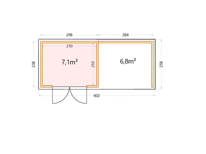 Telluria Metall-Gerätehaus Classico 3024 Weiß mit Lounge rechts