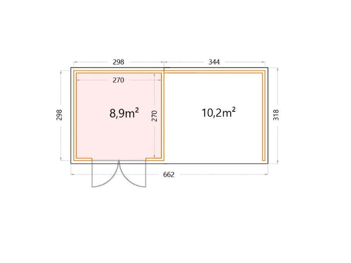 Telluria Metall-Gerätehaus Classico 3030 Granitgrau mit großer Lounge rechts