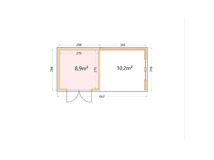 Telluria Metall-Gerätehaus Classico 3030 Granitgrau mit großer Lounge rechts, inkl. 2 Fenster