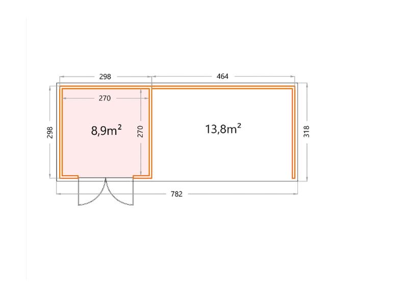 Telluria Metall-Gerätehaus Classico 3030 Komplett Weiß mit XL Lounge rechts