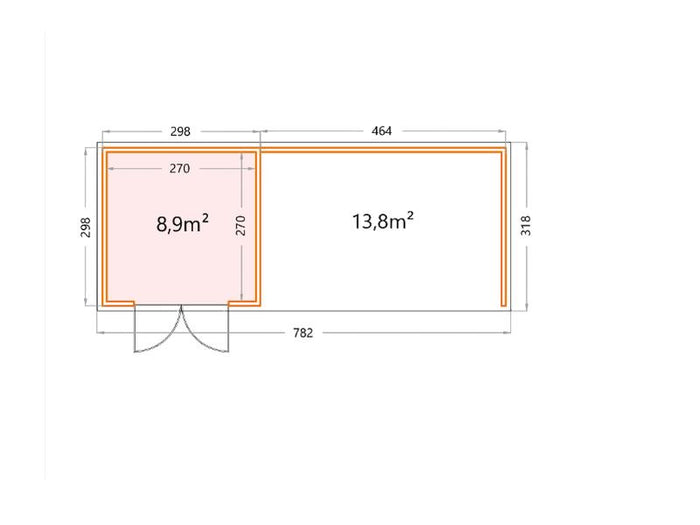 Telluria Metall-Gerätehaus Classico 3030 Komplett Weiß mit XL Lounge rechts
