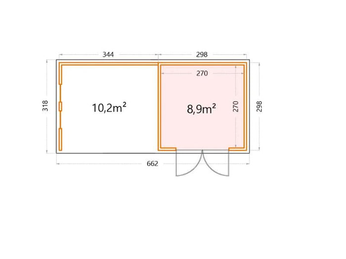 Telluria Metall-Gerätehaus Classico 3030 Lichtgrau mit großer Lounge links, inkl. 2 Fenster