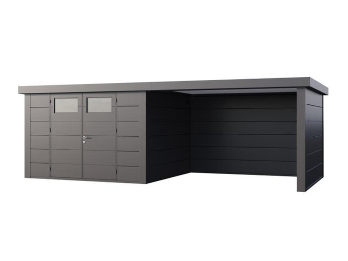 Telluria Metall-Gerätehaus Classico 3330 Granitgrau mit Lounge rechts