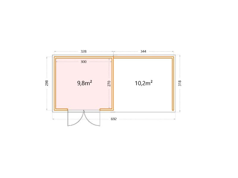Telluria Metall-Gerätehaus Classico 3330 Granitgrau mit Lounge rechts