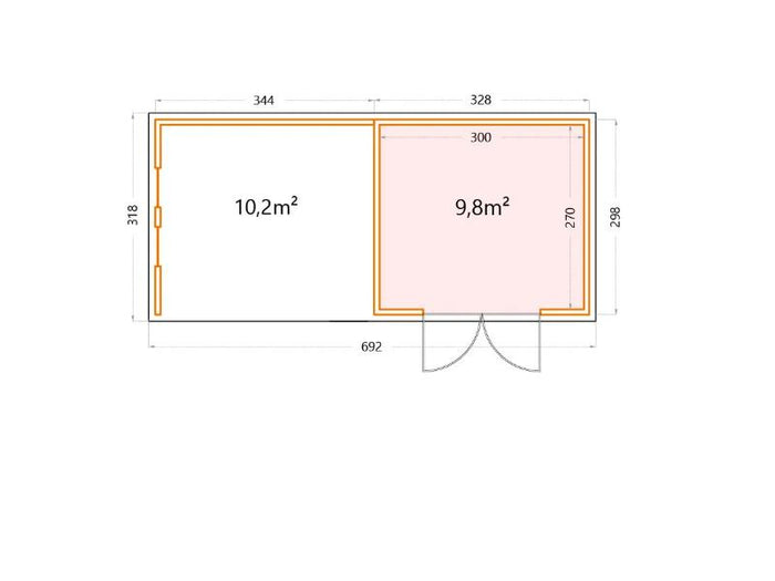 Telluria Metall-Gerätehaus Classico 3330 Komplett Weiß mit Lounge links, inkl. 2 Fenster