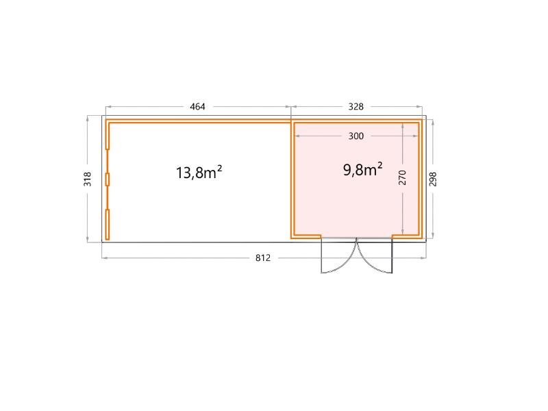 Telluria Metall-Gerätehaus Classico 3330 Komplett Weiß mit XL Lounge links, inkl. 2 Fenster