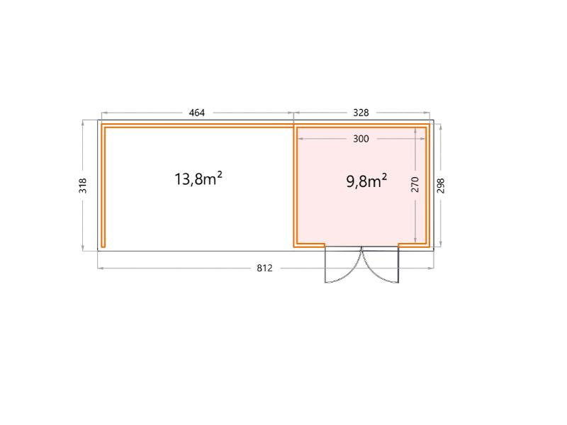 Telluria Metall-Gerätehaus Classico 3330 Lichtgrau mit XL Lounge links