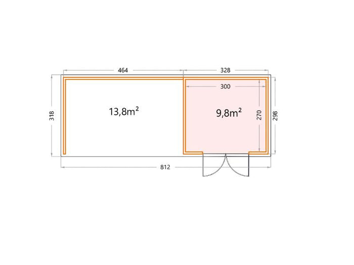 Telluria Metall-Gerätehaus Classico 3330 Lichtgrau mit XL Lounge links