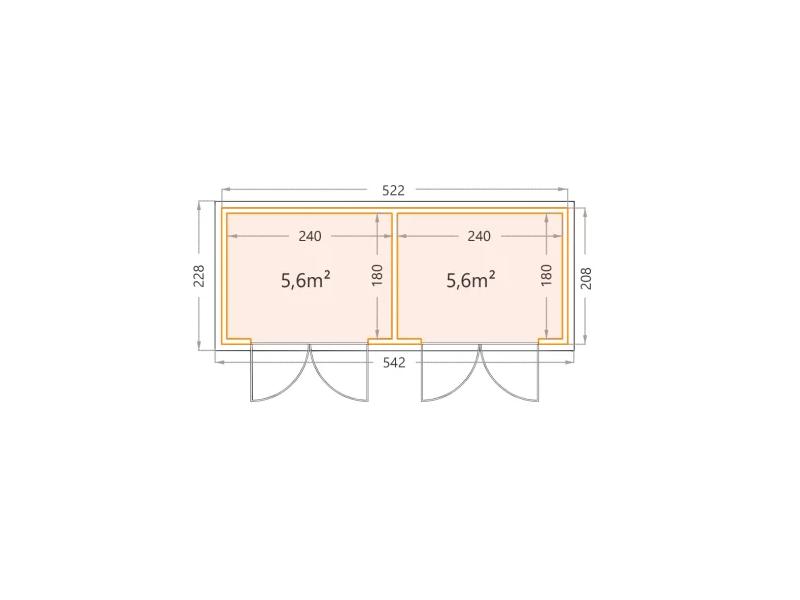 Telluria Metall-Gerätehaus Duo 2721, Granitgrau