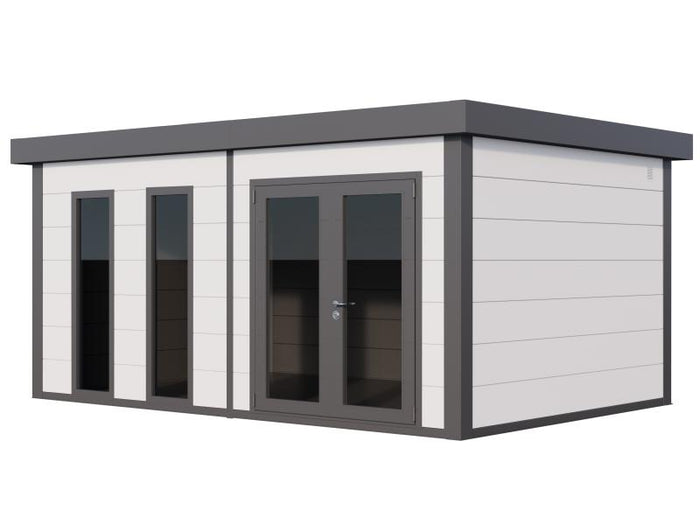 Telluria Metall-Gerätehaus Luminato 5436+, Weiß, inkl. 2 bodentiefe Fenster