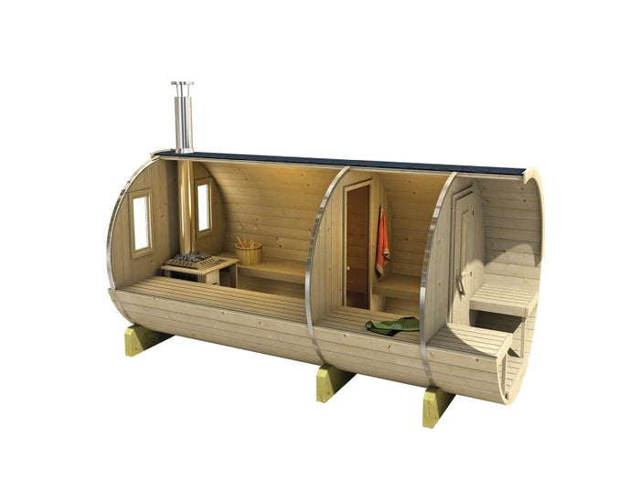 Tuindeco Saunafass 215 x 400 cm mit Vorraum naturbelassen