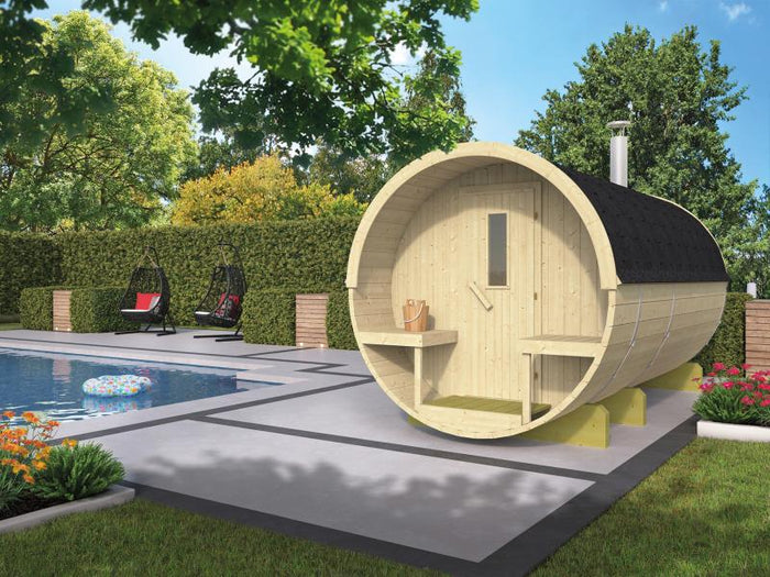 Tuindeco Saunafass 215 x 400 cm mit Vorraum Thermowood