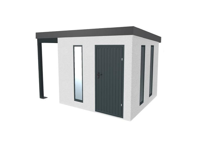 Urban One Gerätehaus Basic Typ 4, 390x256 cm, inkl. Überdachung links 1 m