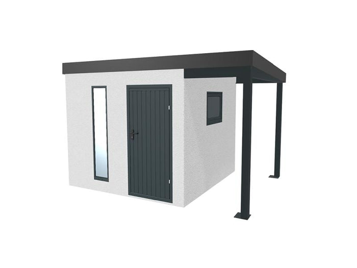 Urban One Gerätehaus Basic Typ 5, 445x298 cm, inkl. Überdachung rechts 1 m