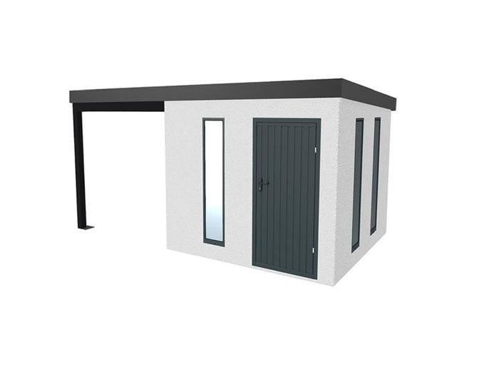 Urban One Gerätehaus Basic Typ 6, 490x256 cm, inkl. Überdachung links 2 m