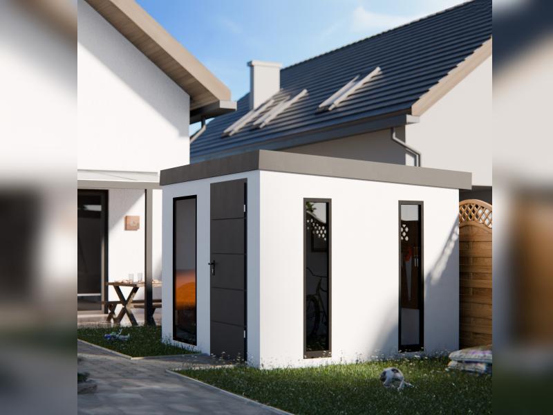 Urban One Gerätehaus Basic Typ 6, 545x298 cm, inkl. Überdachung links 2 m