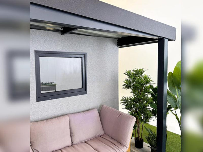 Urban One Gerätehaus Basic Typ 7, 490x298 cm, inkl. Überdachung rechts 2 m