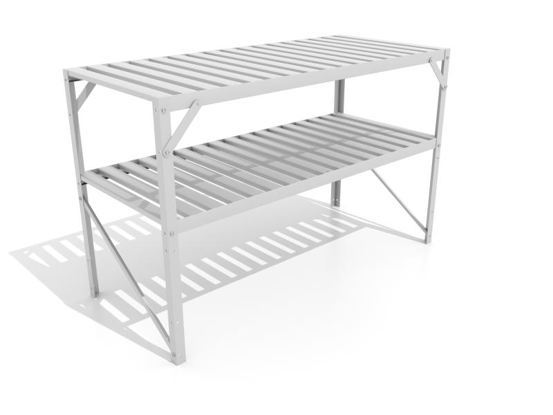 Vitavia Aluminium-Tisch 2 Ebenen blank eloxiert