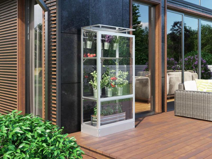 Vitavia Balkongewächshaus Polis 350, ESG, inkl. Stahlfundament, Alu